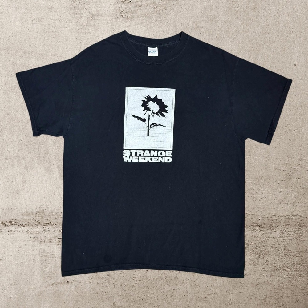 Strange Weekend T-Shirt Men's Large Black Sunflower Graphic Print Y2K Streetwear